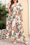 hulianfu Vintage Elegant Geometric Print Bandage V Neck Printed Dress Plus Size Dresses
