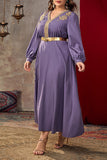 hulianfu Elegant Solid Patchwork V Neck A Line Plus Size Dresses