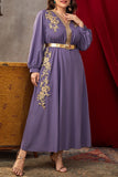 hulianfu Elegant Solid Patchwork V Neck A Line Plus Size Dresses