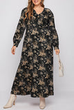 hulianfu Vintage Elegant Floral V Neck A Line Plus Size Dresses