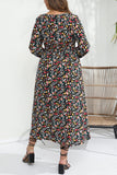 hulianfu Elegant Floral Patchwork V Neck A Line Plus Size Dresses