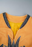hulianfu Casual Print Patchwork Cardigan Collar Outerwear