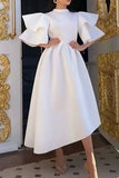 hulianfu Casual Solid Patchwork Half A Turtleneck Irregular Dress Plus Size Dresses