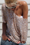 Casual Street Solid Sequins O Neck T-Shirts