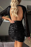 hulianfu Sexy Solid Backless Slit V Neck Wrapped Skirt Dresses