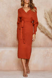 hulianfu hulianfu V Neck Backless Sweater Dress(5 Colors)