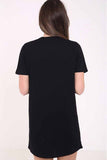 hulianfu Women's Choker Cutout V-Neck Eagle Printed Short Sleeve Mini T-Shirt Dress