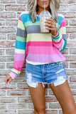 hulianfu hulianfu Rainbow Striped Multicolor Thin Tops(5 Colors)
