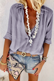 hulianfu hulianfu Casual V Neck Button Blouse Tops