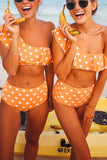 hulianfu Two-Piece Ruffled High-Waisted Polka-Dot Swimsuit