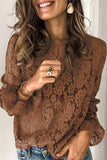 hulianfu hulianfu Long Sleeve Openwork Lace Blouse(5 Colors)