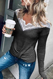 hulianfu hulianfu Stylish Lace Patchwork Grey Sweater(3 Colors)