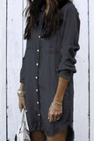 hulianfu hulianfu Loose Button Design 4 Colors Denim Dress（4 colors）