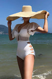 hulianfu White Sexy Hollow Cover Belly Swimwears