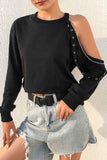 hulianfu Long-sleeve Loose Off-shoulder T-shirt