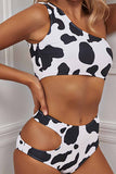 hulianfu Two-Piece Cow Pattern Digital Printing Split Swimsuit