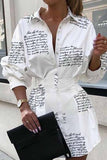 hulianfu hulianfu Slim Waist Letter Print Long Sleeve Dress