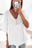 hulianfu Lace Stitching Five-Point Sleeve Shirt