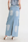 hulianfu Gradient Punk Multi Pocket Belted Denim Skirt