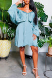 hulianfu Solid Color Pretty Off Shoulder Mini Dress