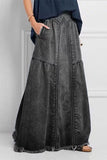 hulianfu Patchwork Simple Burrs Denim Skirt