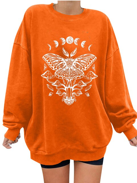 hulianfu Street Fashion Whale Print Pullovers Women Spring Autumn Indie Y2k O Neck Long Sleeve Loose Sweatshirts Vintage Tops New