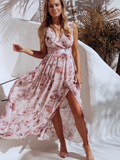 hulianfu Summer Chiffon Long Dress Women Elegant Ladies Fashion Print Boho Beach Midi Dresses For Woman Sexy Split Maxi Vestidos