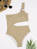 hulianfu One-Shoulder Sexy Leaky Waist One-Piece Swimsuit