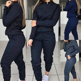 Hulianfu 2 Piece Set Spring Autumn Women Tracksuit Zipper Sweatshirt+Pants Sportwear Casual Women's Sports Suit Hoodies Set Female