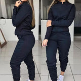 Hulianfu 2 Piece Set Spring Autumn Women Tracksuit Zipper Sweatshirt+Pants Sportwear Casual Women's Sports Suit Hoodies Set Female