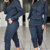 Hulianfu 2 Piece Set Spring Autumn Women Tracksuit Zipper Sweatshirt+Pants Sportwear Casual Women's Sports Suit Hoodies Set Female