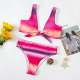 hulianfu Two-Piece Sexy Colorful Gradient Lace Halter Bikini