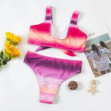 hulianfu Backless Gradient Color One-Piece Swimsuit