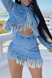 hulianfu Solid Color Classic Tassels Dress Suit