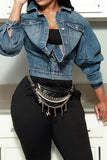 hulianfu Patchwork Off Shoulder Versatile Denim Jacket
