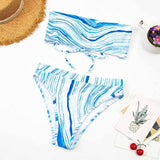 hulianfu Two-Piece Gradient Stripe Tube Top High Waist Bikini