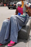 hulianfu Solid Color Casual Wide Leg Jeans