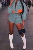 hulianfu Color Block Hot Strappy Denim Pant Suit