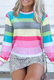 hulianfu hulianfu Rainbow Striped Multicolor Thin Tops(5 Colors)