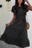 hulianfu hulianfu Pure Color Simple Restraint Waist Midi Dress(3 Colors)