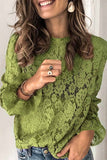 hulianfu hulianfu Long Sleeve Openwork Lace Blouse(5 Colors)