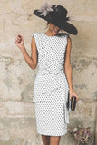 hulianfu hulianfu Sexy Polka Dot Pack Hip Sleeveless Midi Dress(4 Colors)