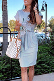 hulianfu hulianfu Striped Knot Design Grey Midi Dress(5 Colors)