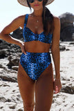 hulianfu Leopard Blue Bikini Sets