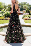 hulianfu Deep V Neck Sexy Maxi Dress