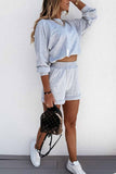 hulianfu hulianfu Round Neck Long Sleeve Solid Color Tie-Dye Two-Piece Suit Tops