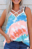 hulianfu Printed Tie-dye V-neck Sleeveless Vest