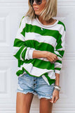 hulianfu Loose Round Neck Striped T-shirt