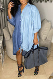 Hit Color On-trend Oversize Single Breasted Midi Dress