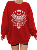hulianfu Street Fashion Whale Print Pullovers Women Spring Autumn Indie Y2k O Neck Long Sleeve Loose Sweatshirts Vintage Tops New